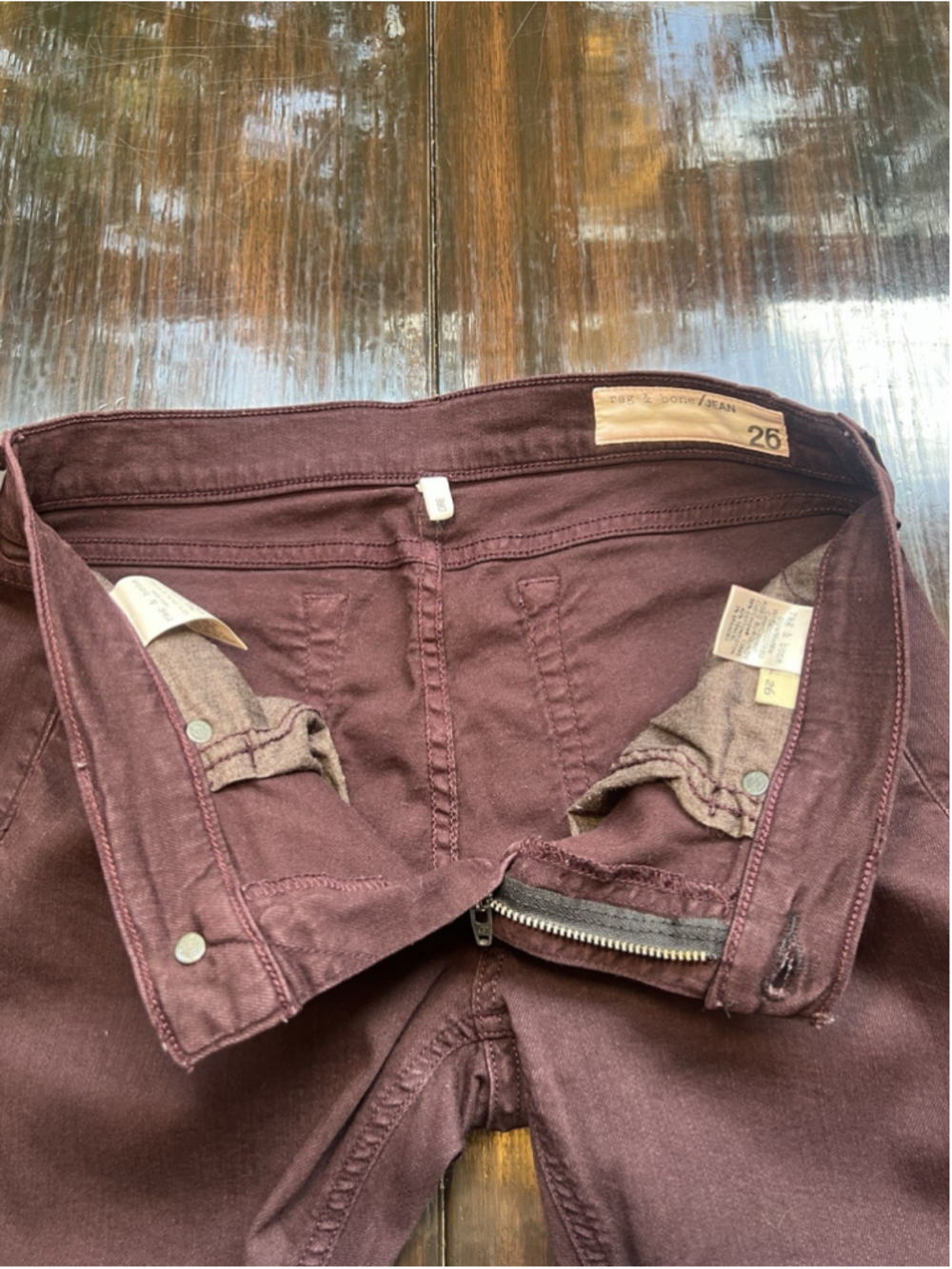 RAG & BONE Jeans Burgundy Slim Fit Boyfriend Stretch Modern Women’s Size 26 - Picture 12 of 15